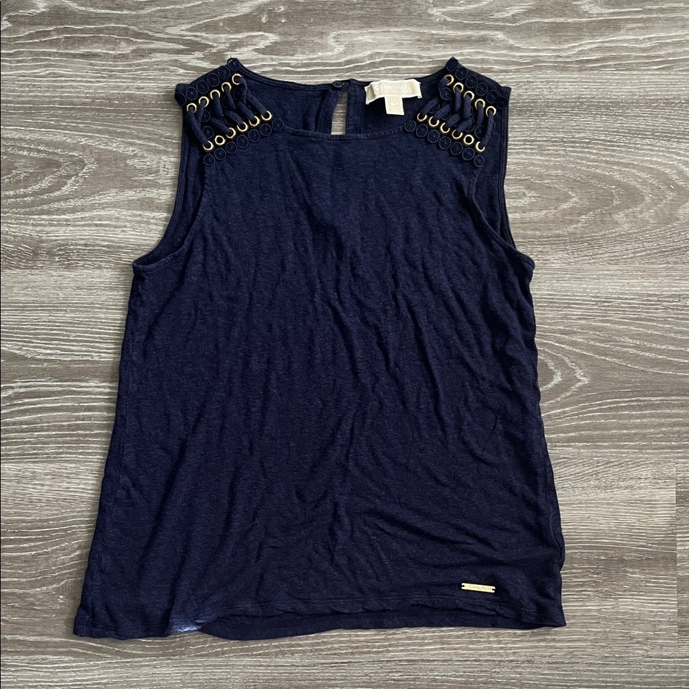Michael Kors Navy Tank with Gold Accents
